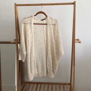 Tahari cardigan textured open knit dolman sleeve